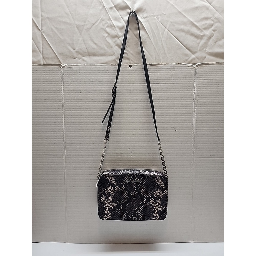 Michael Kors Python Embossed Leather‎ Crossbody Bag Black/White